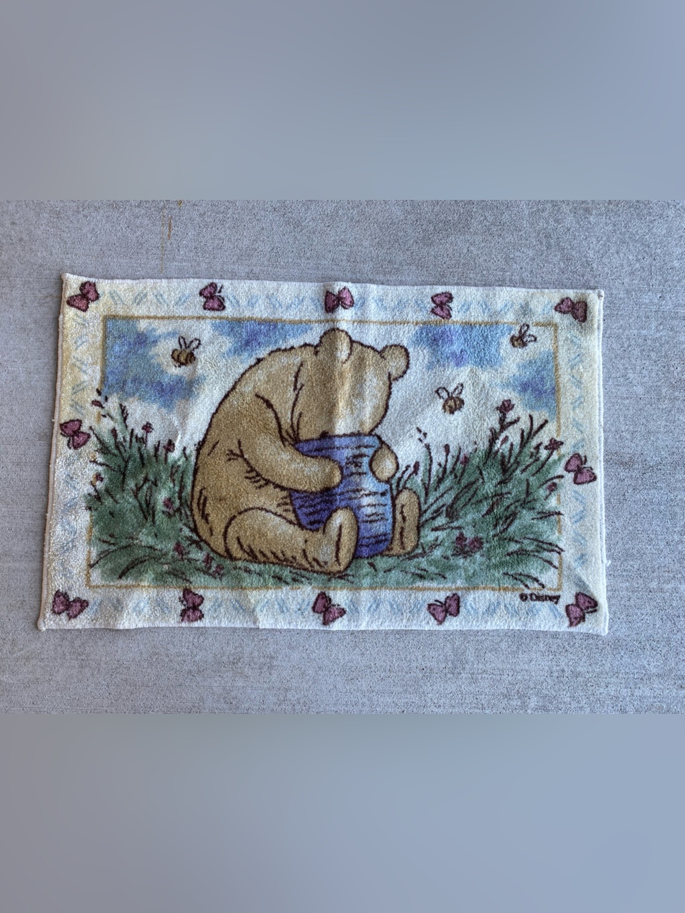 Vintage Disney Winnie the Pooh with Blue Honey Pot Rug Mat